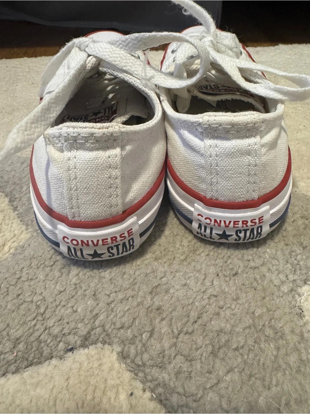 Converse Kids White Low-Top Canvas Sneakers with Red Stripe